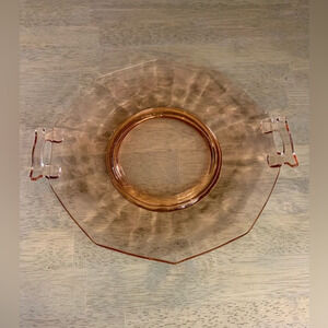 Vintage‎ Pink Depression Octagon Etched Serving Plate